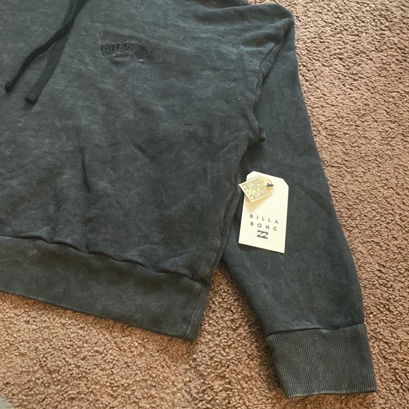 Billabong black washed out long sleeve cropped top sweatshirt with hood - Picture 2 of 3